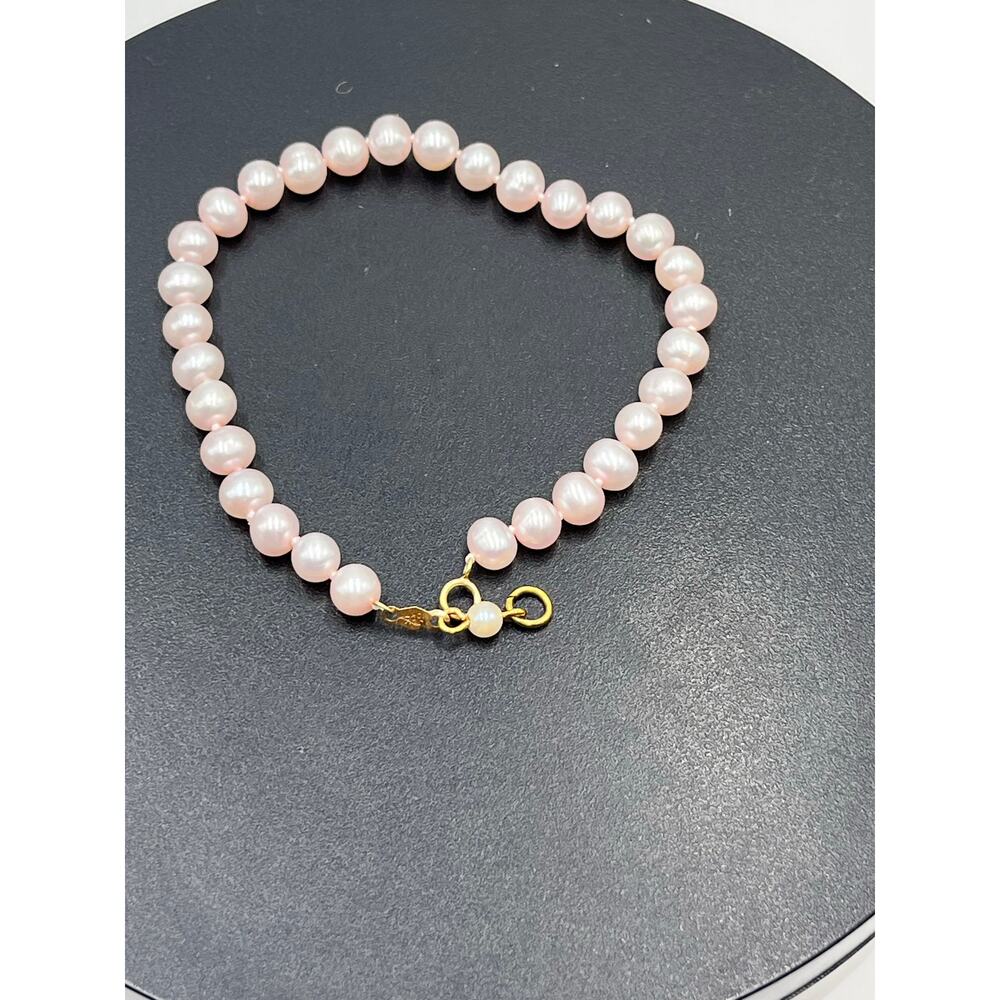 JCM‎ Jacmel 10k Gold Clasp Freshwater Baby Pink Pearl Bracelet 8” - Picture 6 of 11